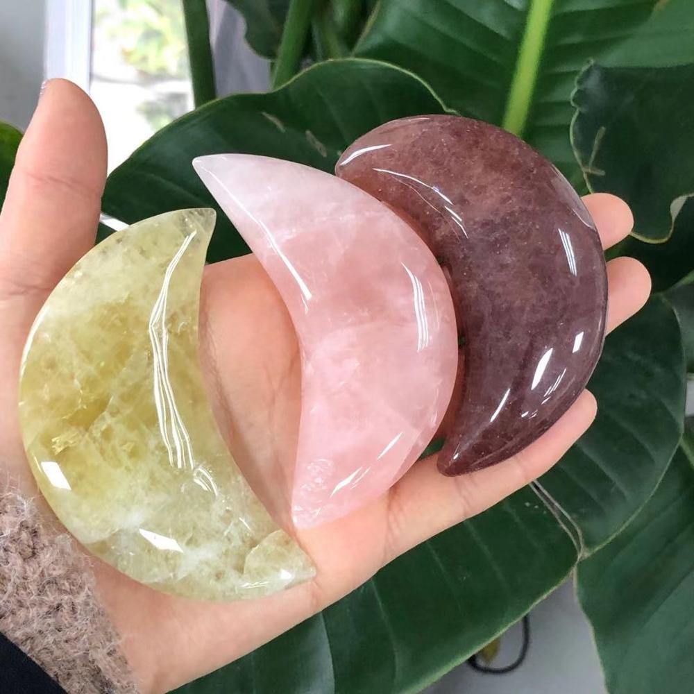 Carved Crescent Moon Crystals - MystiqAmber