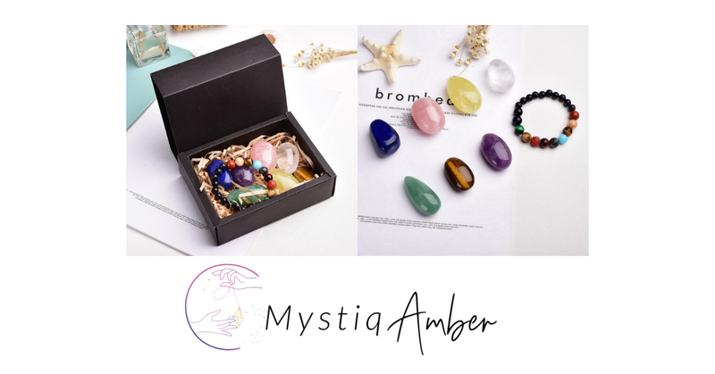 8-Piece Polished Crystal Set with Free Chakra Bracelet - MystiqAmber