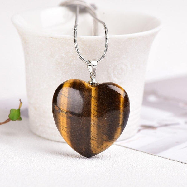 Tiger’s Eye Heart-Shaped Pendant Necklace - MystiqAmber