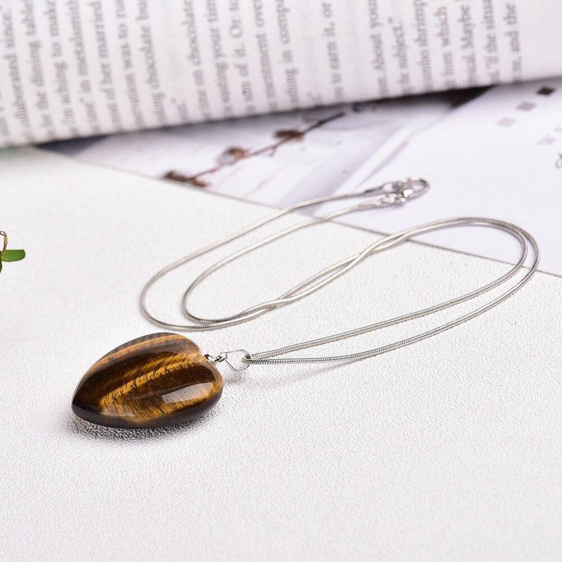 Tiger’s Eye Heart-Shaped Pendant Necklace - MystiqAmber