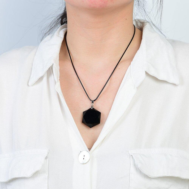 Obsidian Hexagram Necklace - MystiqAmber