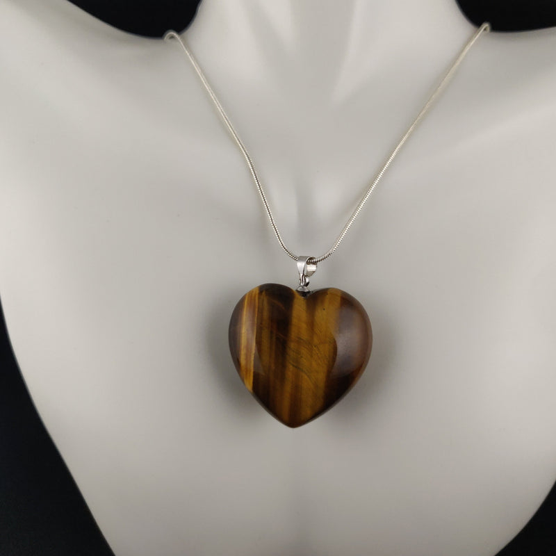 Tiger’s Eye Heart-Shaped Pendant Necklace