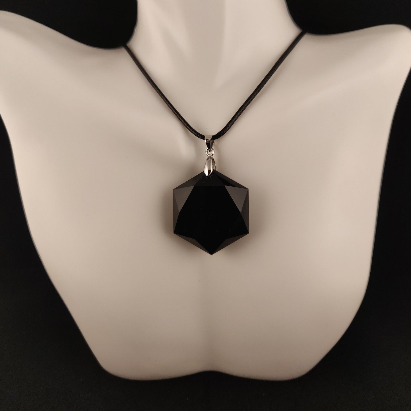 Obsidian Hexagram Necklace