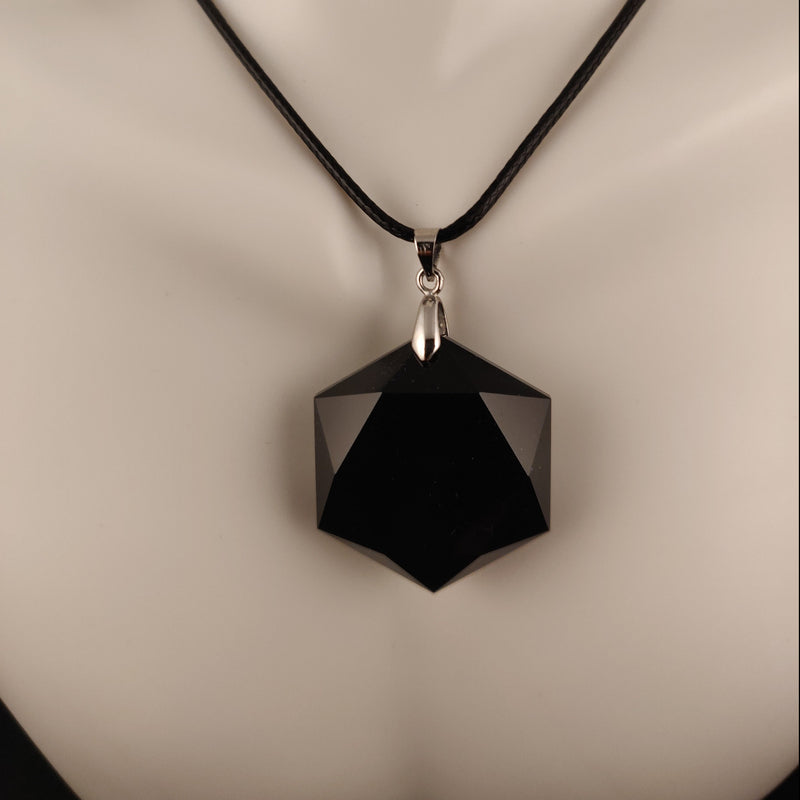 Obsidian Hexagram Necklace