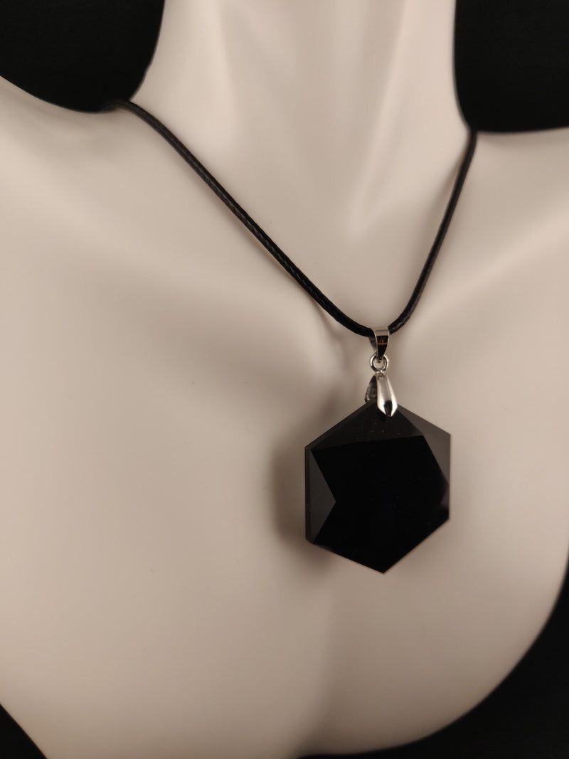 Obsidian Hexagram Necklace
