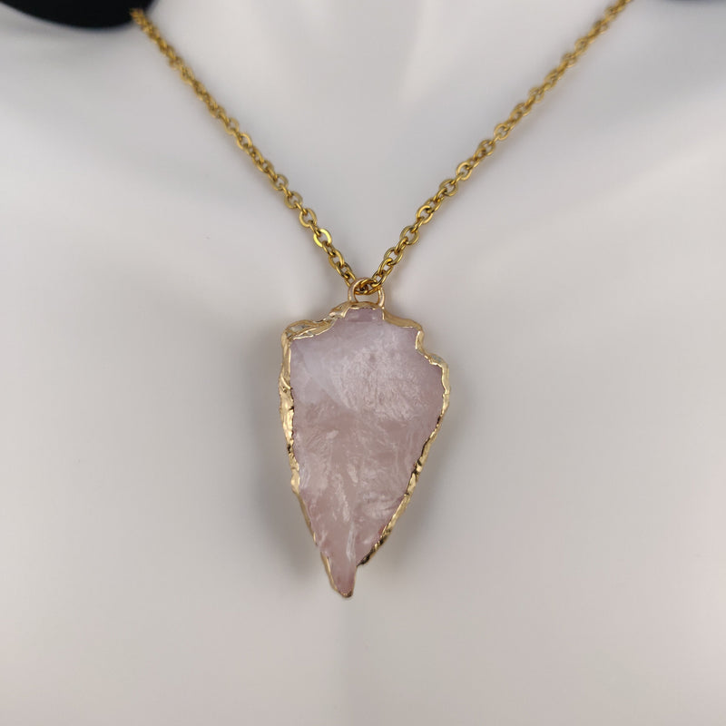 Rose Quartz Arrowhead Necklace