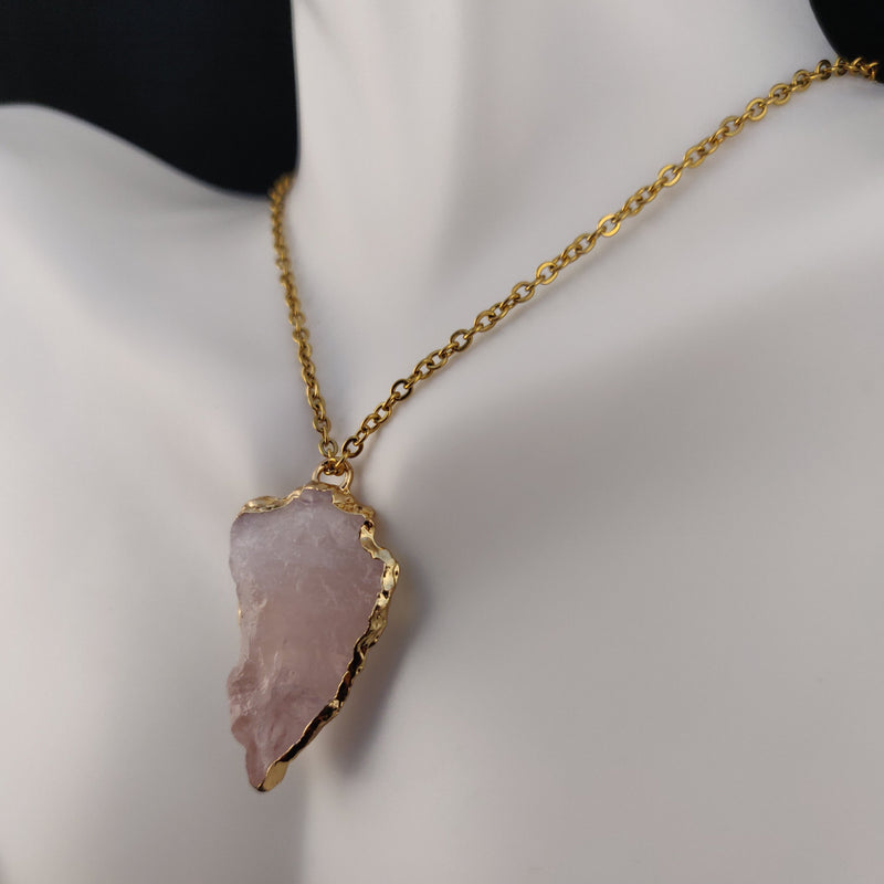 Rose Quartz Arrowhead Necklace
