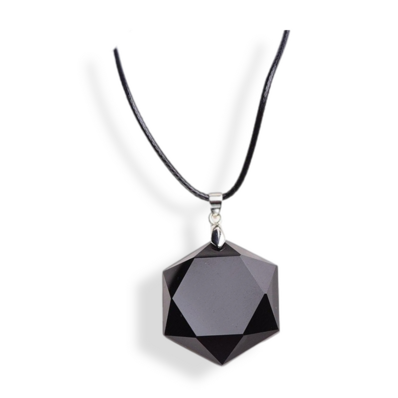 Obsidian Hexagram Necklace - MystiqAmber