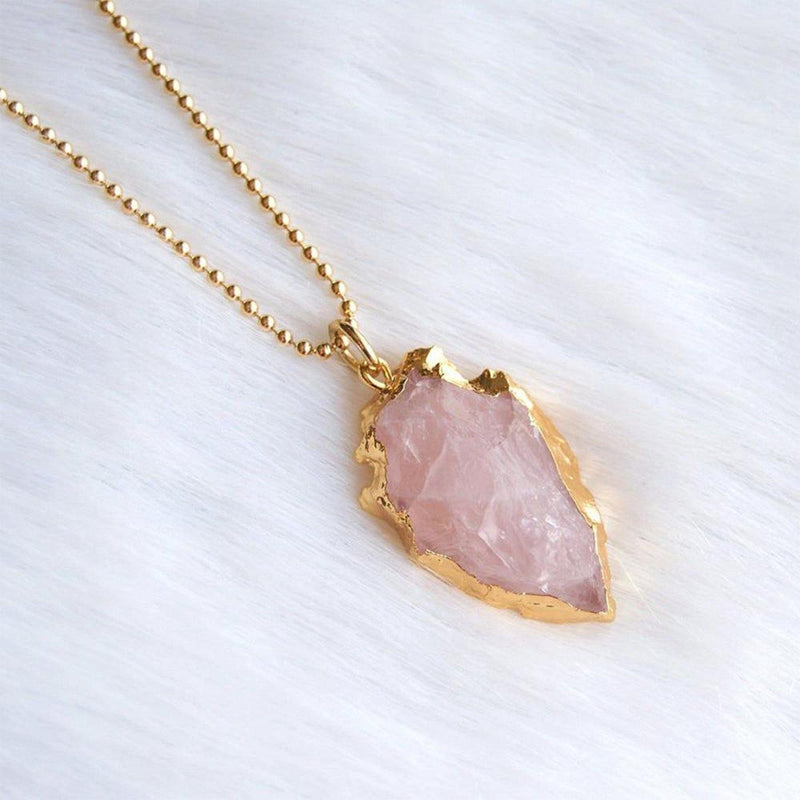 Rose Quartz Arrowhead Necklace - MystiqAmber