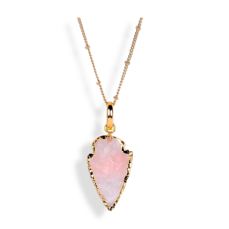 Rose Quartz Arrowhead Necklace - MystiqAmber