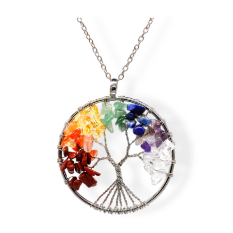 Chakra Stones Tree of Life Necklace - MystiqAmber