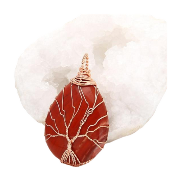 Red Agate Teardrop Pendant Necklace - MystiqAmber