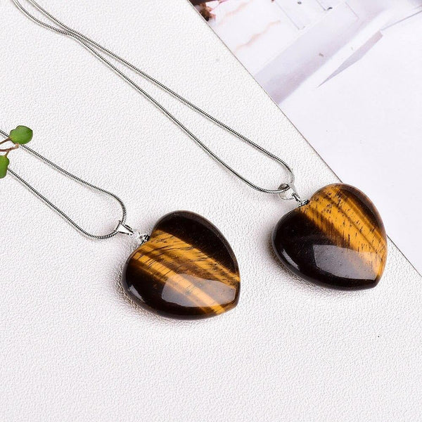 Tiger’s Eye Heart-Shaped Pendant Necklace - MystiqAmber