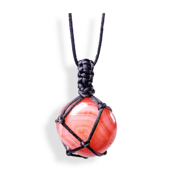 Wrapped Laguna Agate Pendant - MystiqAmber