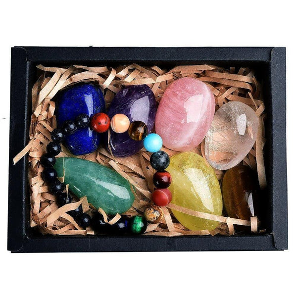 8-Piece Polished Crystal Set with Free Chakra Bracelet - MystiqAmber