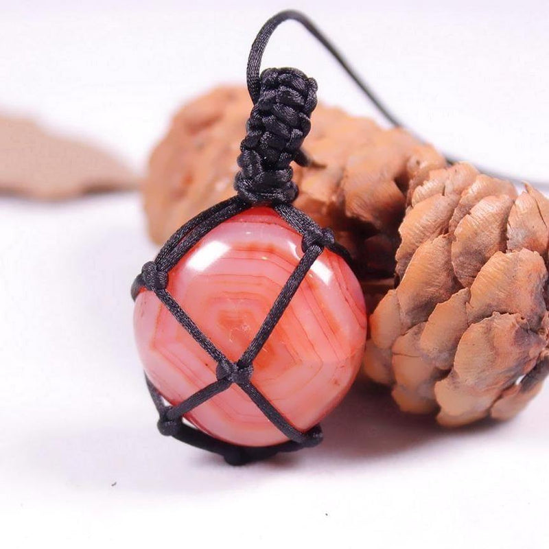 Wrapped Laguna Agate Pendant - MystiqAmber